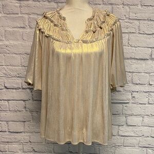 Entro Shimmering Metallic Balloon Sleeve Blouse Size Small